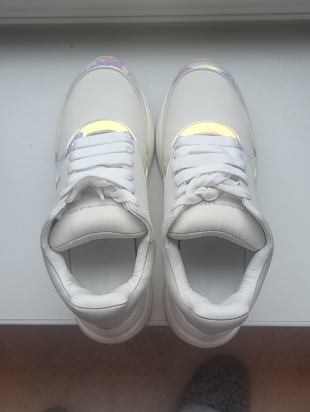 Alexander McQueen White Sneakers with Iridescent Accents